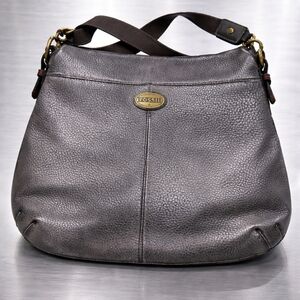 FOSSIL PEBBLED  LEATHER Shoulder Bag in Gray Metalic